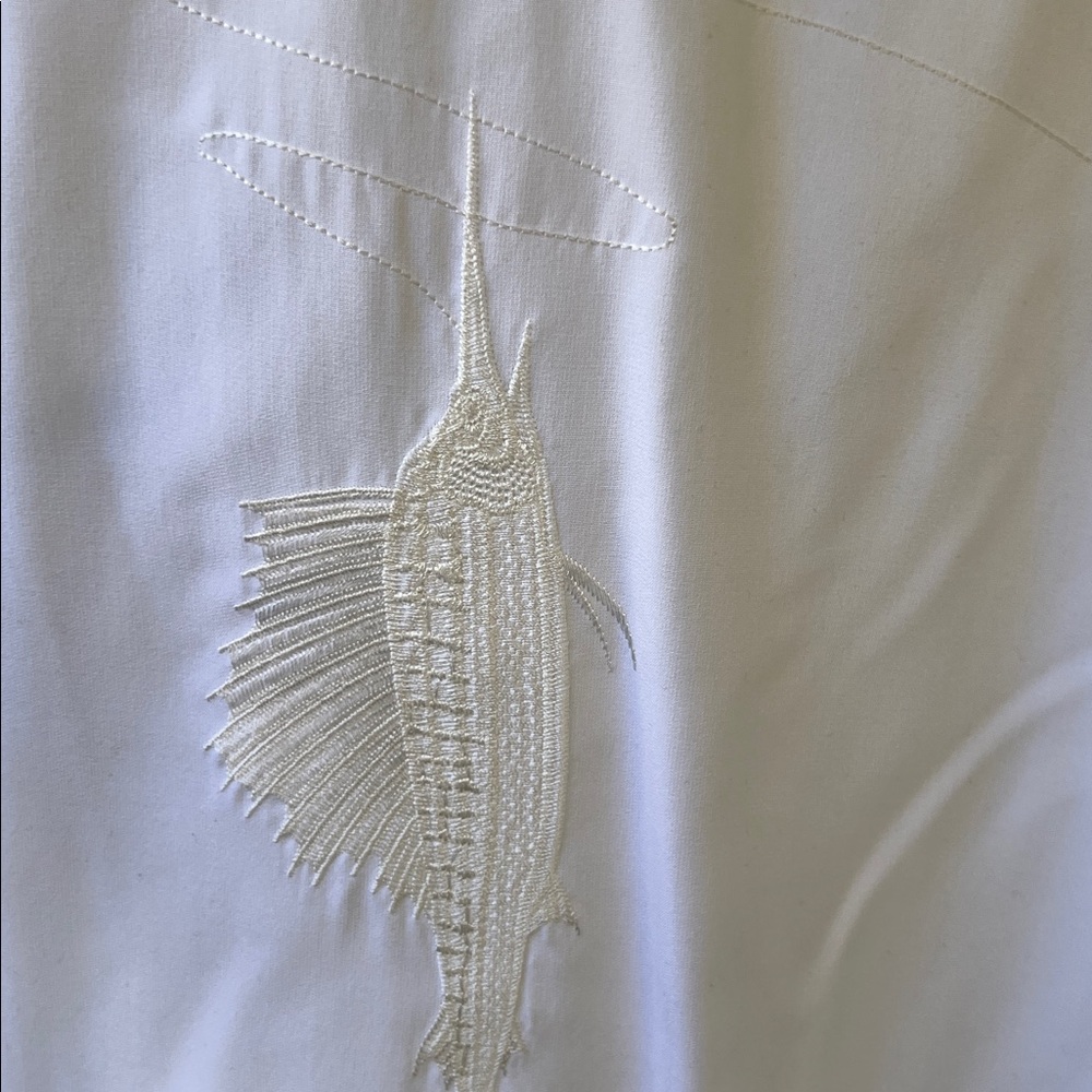 BAMBOO CAY White Shirt with Marlin Embroidery Mens 3XL modal blend - Picture 14 of 17